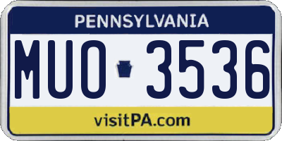 PA license plate MUO3536