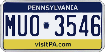 PA license plate MUO3546