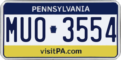 PA license plate MUO3554