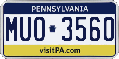 PA license plate MUO3560