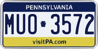 PA license plate MUO3572