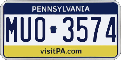 PA license plate MUO3574