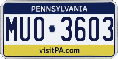 PA license plate MUO3603