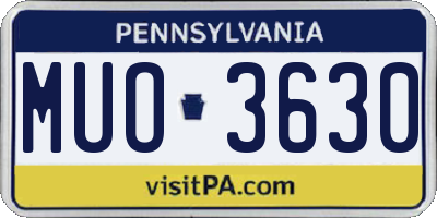 PA license plate MUO3630