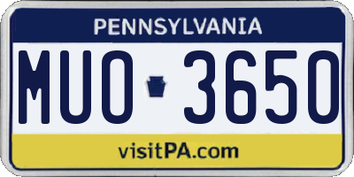 PA license plate MUO3650