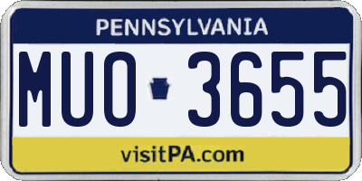 PA license plate MUO3655