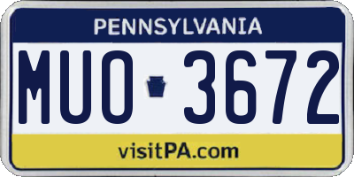 PA license plate MUO3672