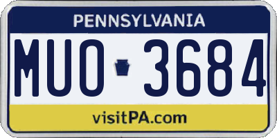 PA license plate MUO3684
