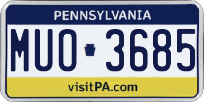 PA license plate MUO3685