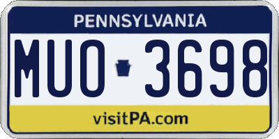 PA license plate MUO3698