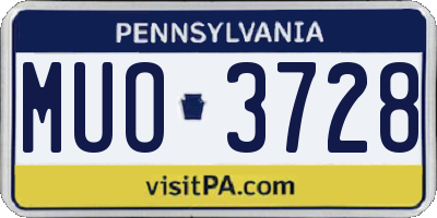 PA license plate MUO3728