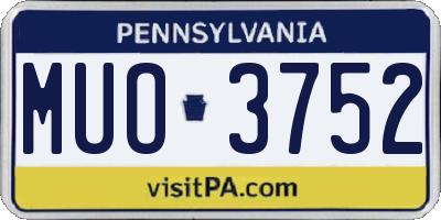 PA license plate MUO3752