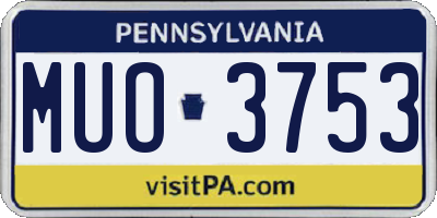PA license plate MUO3753