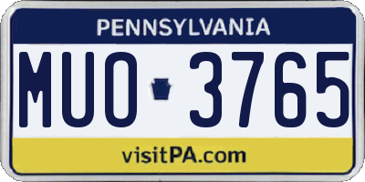PA license plate MUO3765