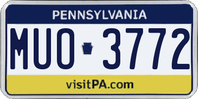 PA license plate MUO3772