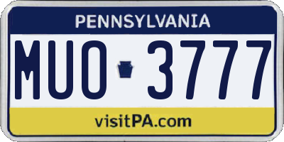 PA license plate MUO3777