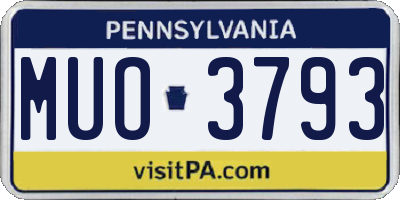 PA license plate MUO3793