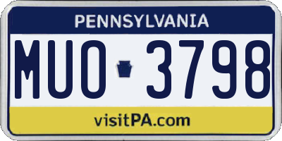 PA license plate MUO3798