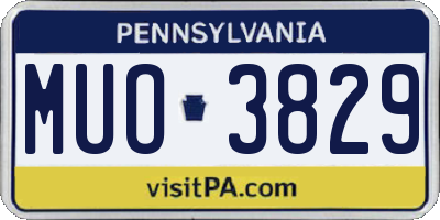 PA license plate MUO3829
