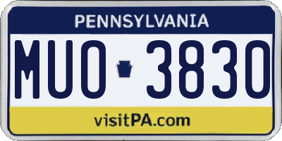 PA license plate MUO3830