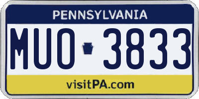 PA license plate MUO3833