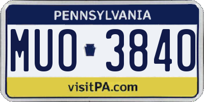 PA license plate MUO3840