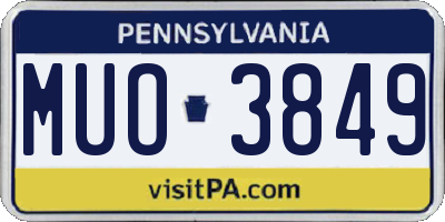 PA license plate MUO3849
