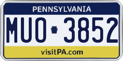 PA license plate MUO3852