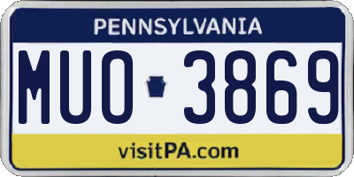 PA license plate MUO3869