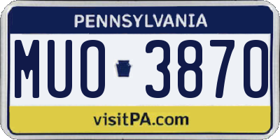 PA license plate MUO3870