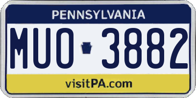 PA license plate MUO3882
