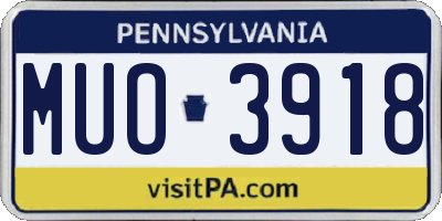 PA license plate MUO3918
