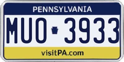 PA license plate MUO3933