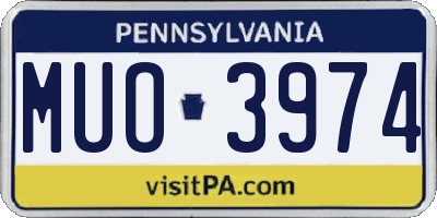 PA license plate MUO3974