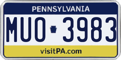 PA license plate MUO3983