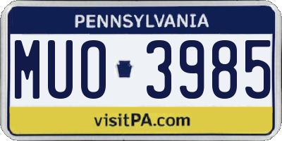 PA license plate MUO3985