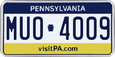 PA license plate MUO4009