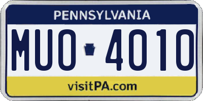 PA license plate MUO4010