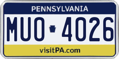 PA license plate MUO4026