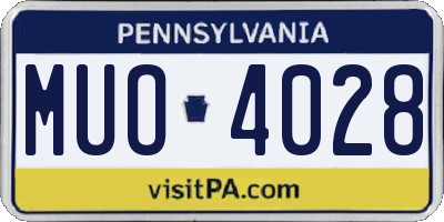 PA license plate MUO4028