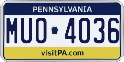PA license plate MUO4036