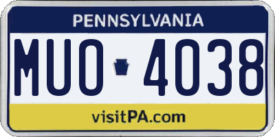 PA license plate MUO4038
