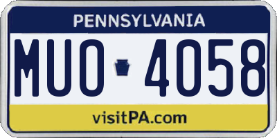 PA license plate MUO4058