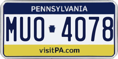 PA license plate MUO4078