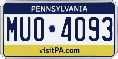 PA license plate MUO4093