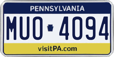 PA license plate MUO4094