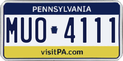 PA license plate MUO4111
