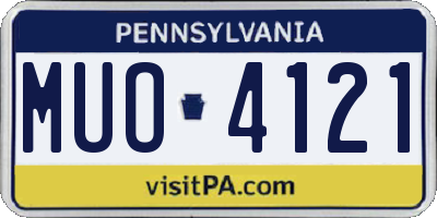 PA license plate MUO4121
