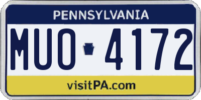 PA license plate MUO4172