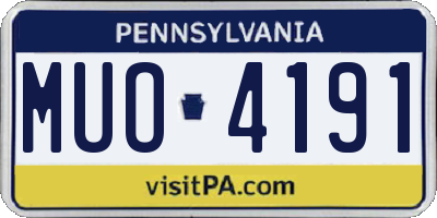 PA license plate MUO4191